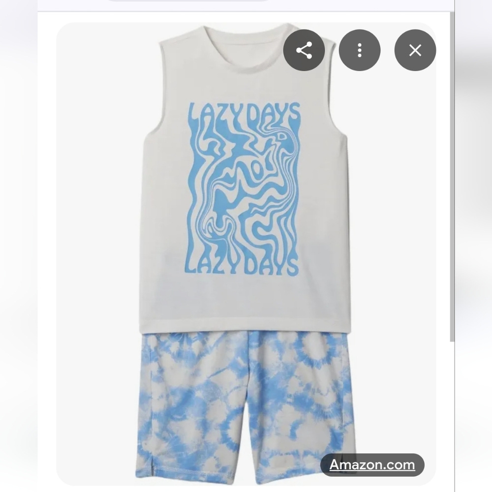 Lazy Days Kids Pajamas Set - White and Blue